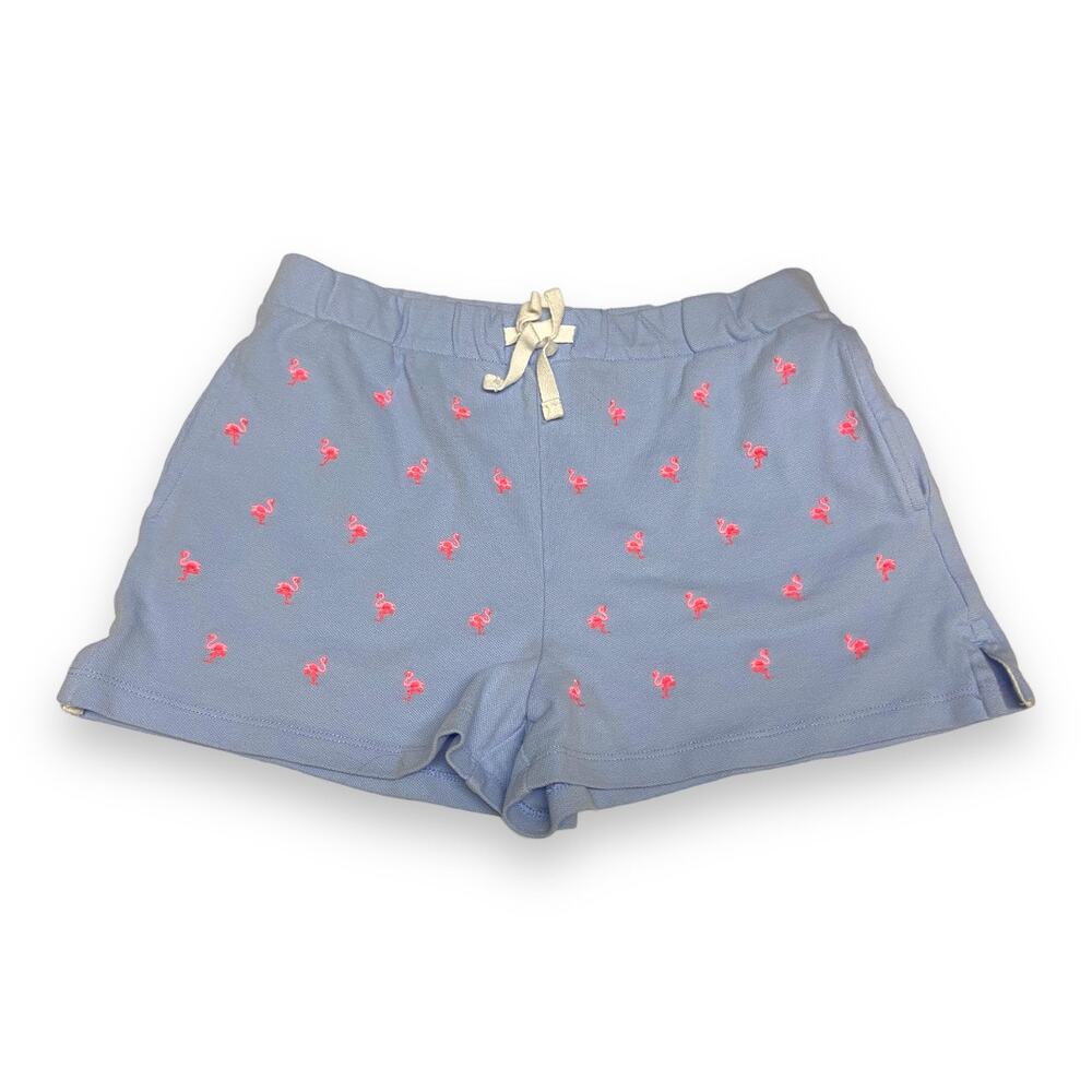 Polo Ralph Lauren Girls Shorts Sz L 12 14 Blue Pink Flamingos‎ Pique Knit